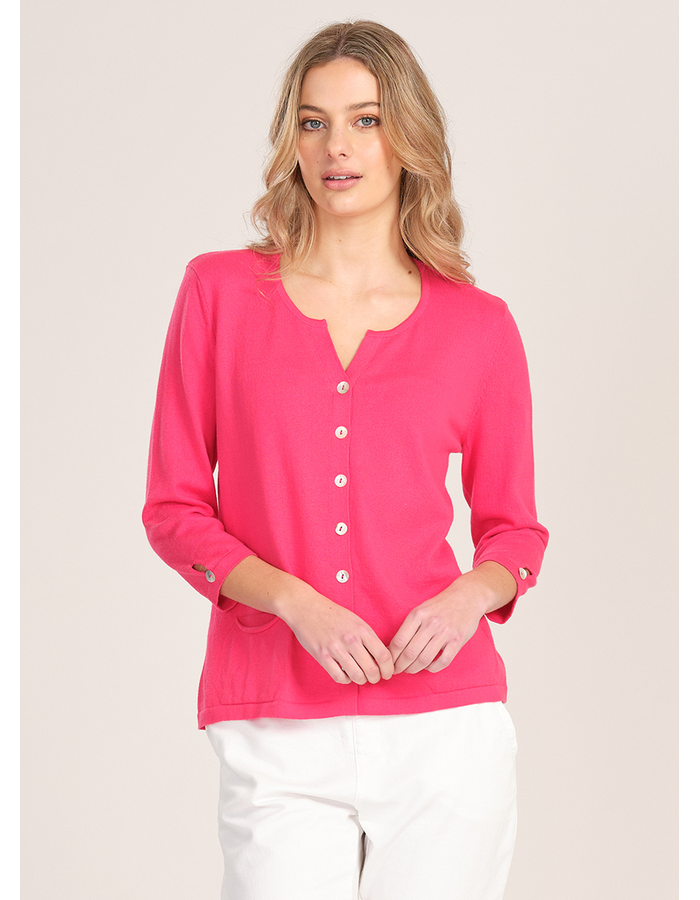 3/4 SLEEVE CARDI WITH POCKETS