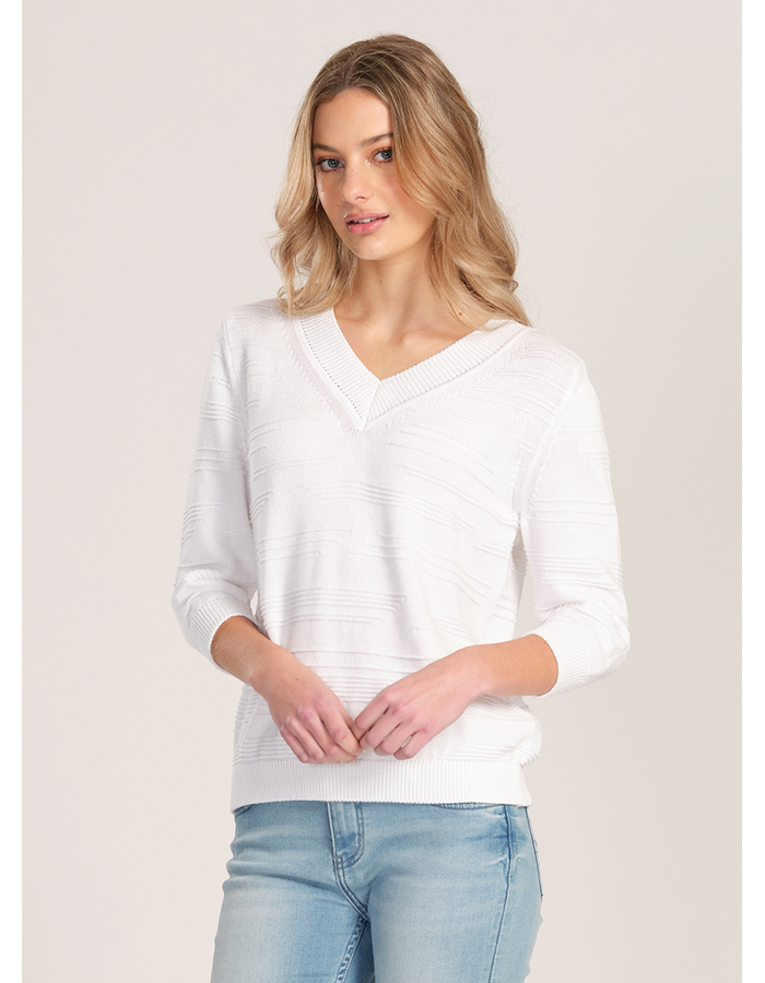 3/4 SLEEVE V NECK RANDOM JUMPER