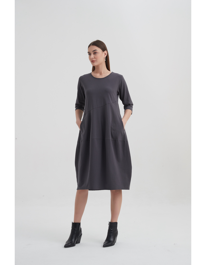 3/4 SLEEVE DIAGONAL SEAM DRESS