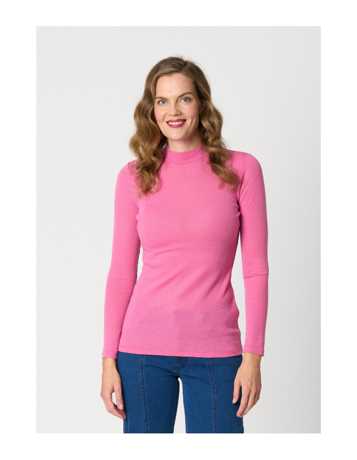 Foil Merino Fine Rib Signature Turtle Neck Top