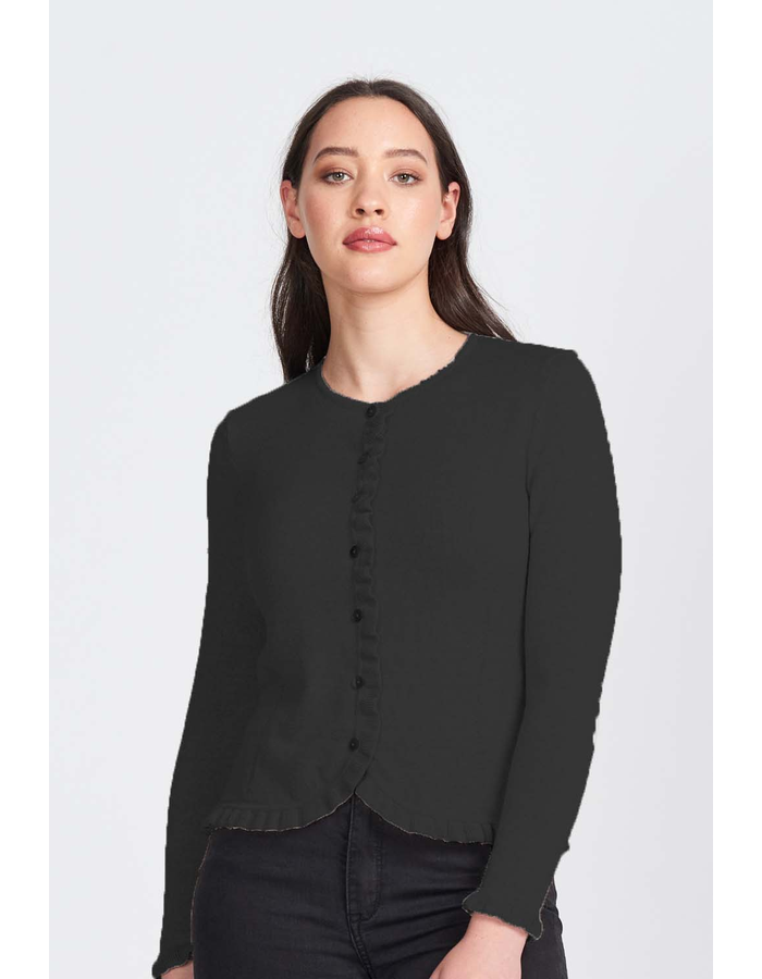 L/S FRILL TRIM CARDIGAN
