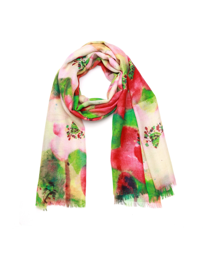  FLORAL MERINO SILK SCARF