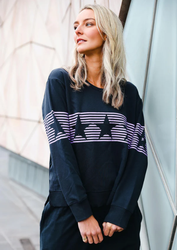 BANDED STRIPE STAR SWEAT