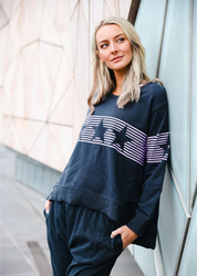 BANDED STRIPE STAR SWEAT