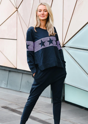 BANDED STRIPE STAR SWEAT