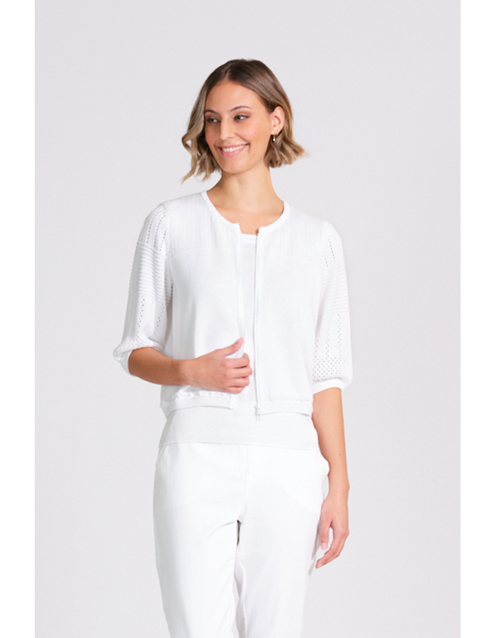 Cropped Zip Women's Cardigan with Texture