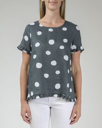 Ruffle Spot Print Top