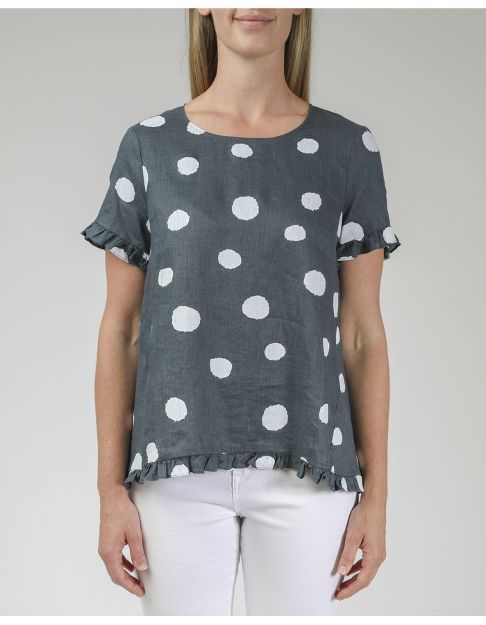 Ruffle Spot Print Women's Top
