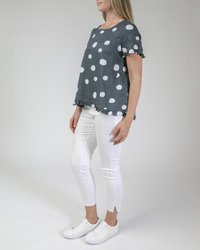 Ruffle Spot Print Top
