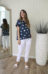Ruffle Spot Print Top