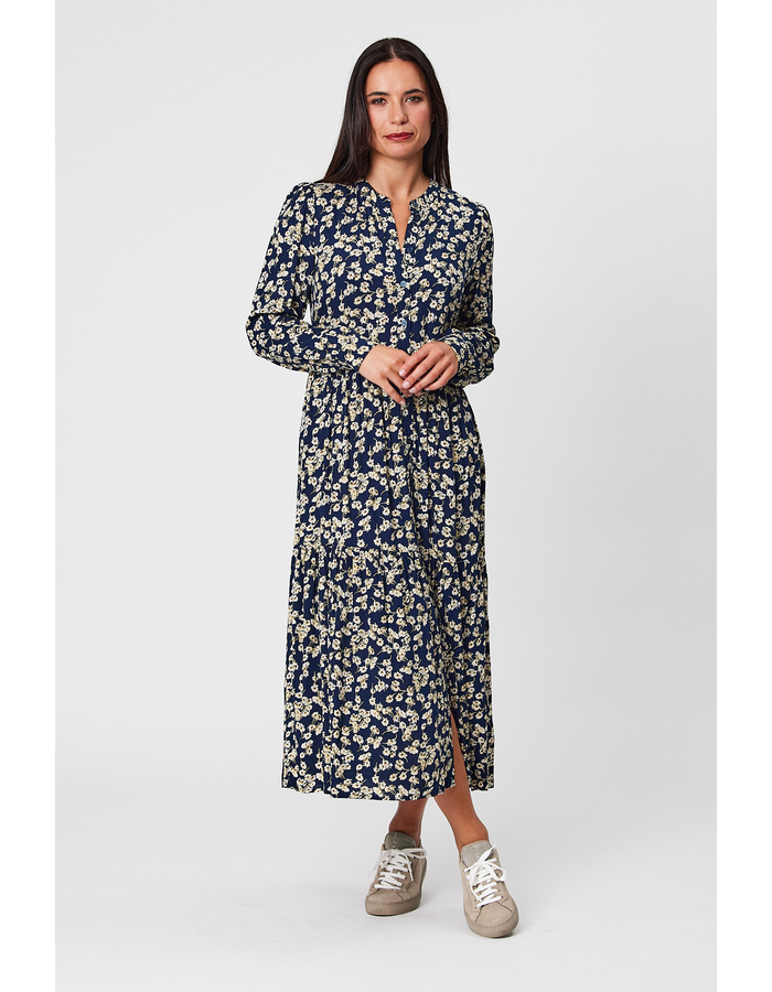 Gathered L/S Print Dress