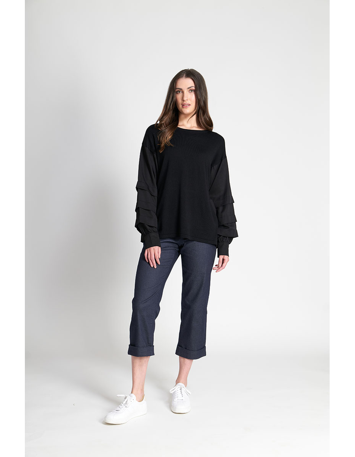 Contrast Pleated Woven Women's Top