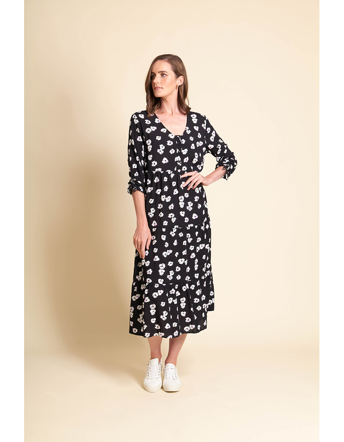 Tie Sleeve Tiered Dress