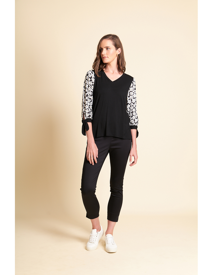 Contrast Tie Sleeves Women's Top