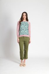 Contrast Woven Front Top