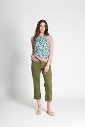 Contrast Woven Front Top