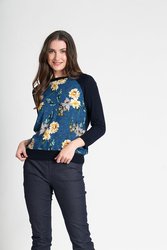 Contrast Woven Front Top