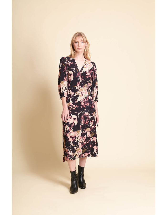 Puff Sleeve Dress With Wrap