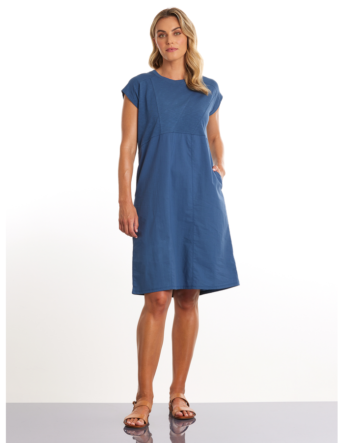 Cap Sleeve Spliced Seam Dress