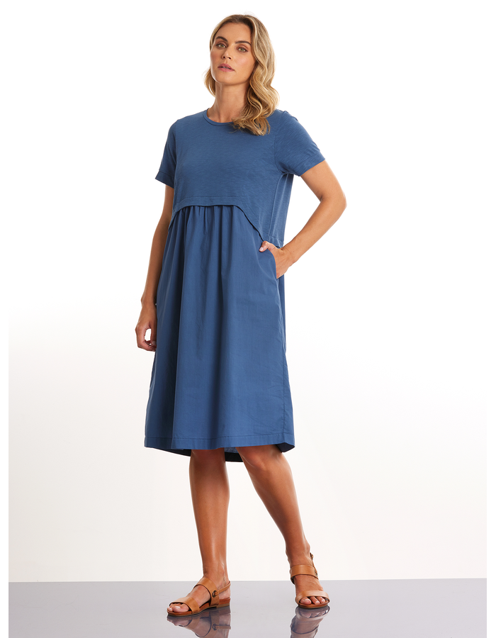S/S Spliced Hem Panel Dress