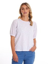 Puff Sleeve Embroidered T