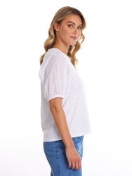 Puff Sleeve Embroidered T