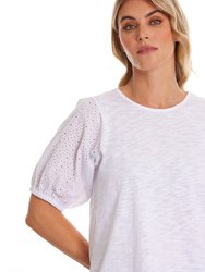Puff Sleeve Embroidered T