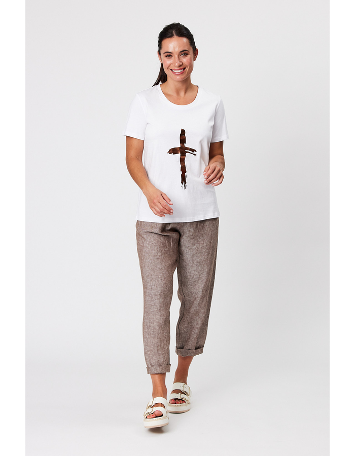 Drawcord Elastic Waist Linen Women's Pant 