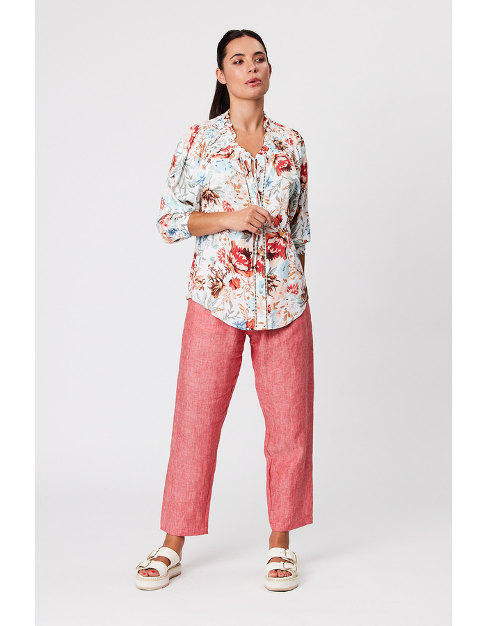 Frill Collar 3/4 Slv Print Women's Shirt