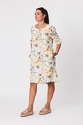Collarless Floral Dress