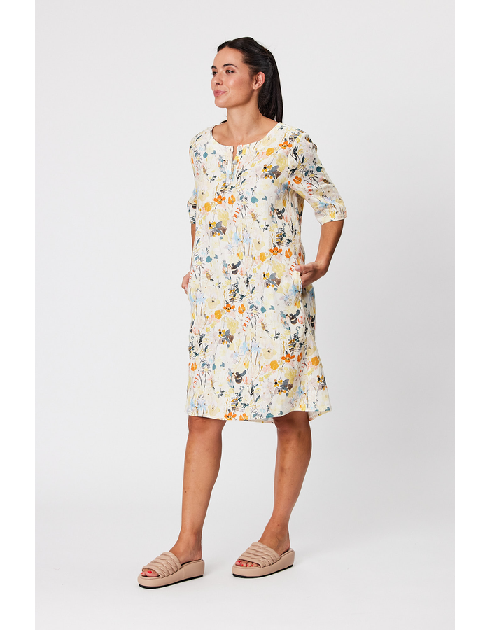 Collarless Garden Floral Dress