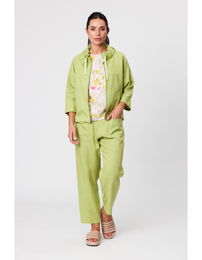 Zip Front Short Linen Jacket