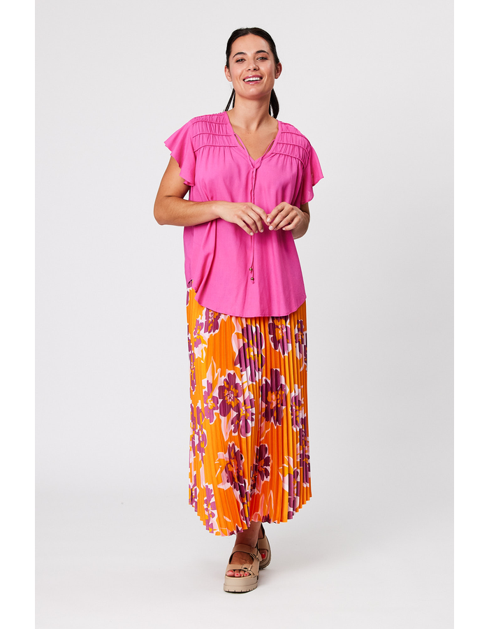 VNeck Frill Slv Plain Women's Top