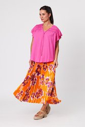 VNeck Frill Slv Plain Top