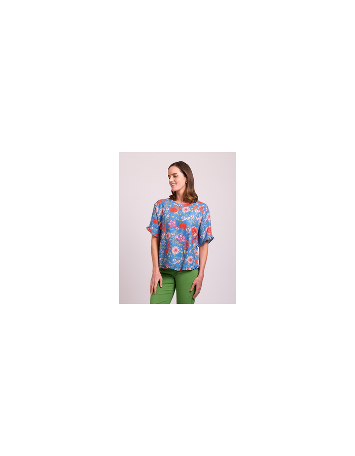 Ruffles & Scoop Hem Linen Top