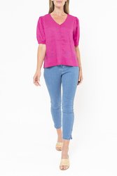 Blouson Sleeve V Neck Top