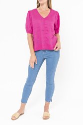 Blouson Sleeve V Neck Top