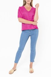 Blouson Sleeve V Neck Top