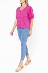 Blouson Sleeve V Neck Top