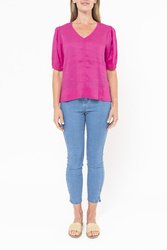 Blouson Sleeve V Neck Top