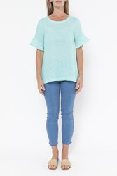 Flounce Sleeve Linen Top