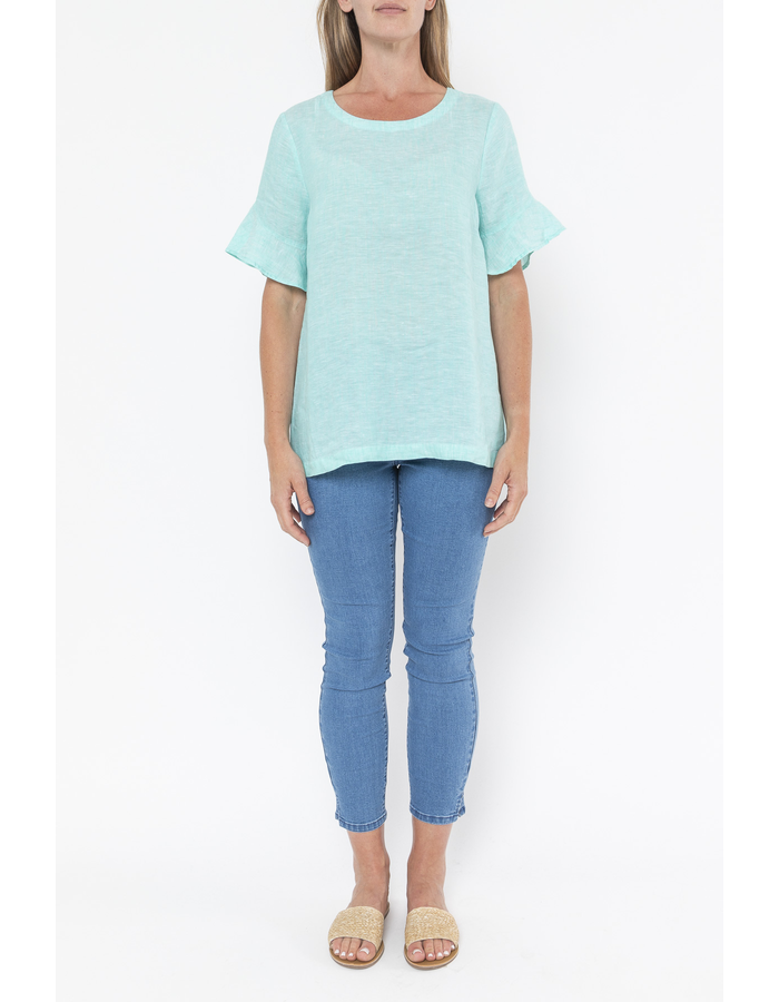 Flounce Sleeve Linen Women's Top