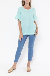 Flounce Sleeve Linen Top