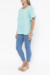 Flounce Sleeve Linen Top