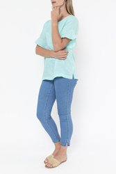 Flounce Sleeve Linen Top