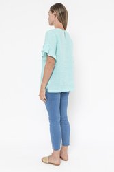 Flounce Sleeve Linen Top