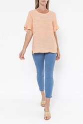 Flounce Sleeve Linen Top