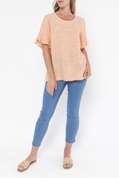 Flounce Sleeve Linen Top