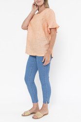 Flounce Sleeve Linen Top