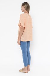 Flounce Sleeve Linen Top
